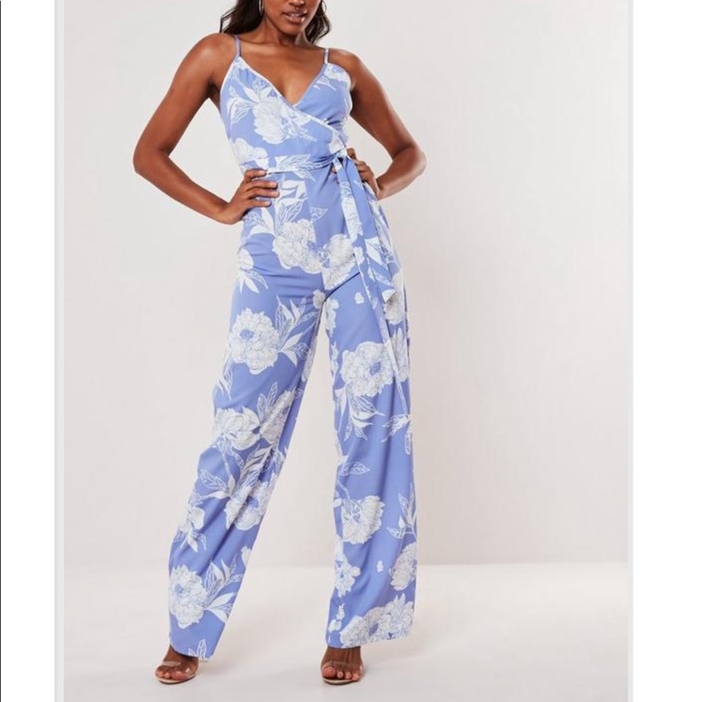 Missguided cami wrap tie wide leg jumpsuit